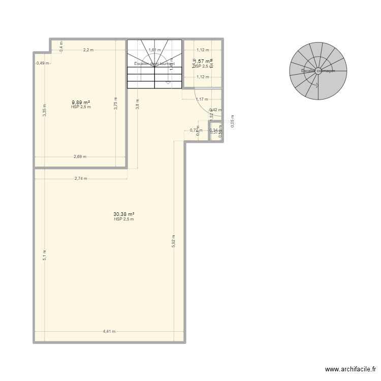 Maison Deuil. Plan de 3 pièces et 42 m2