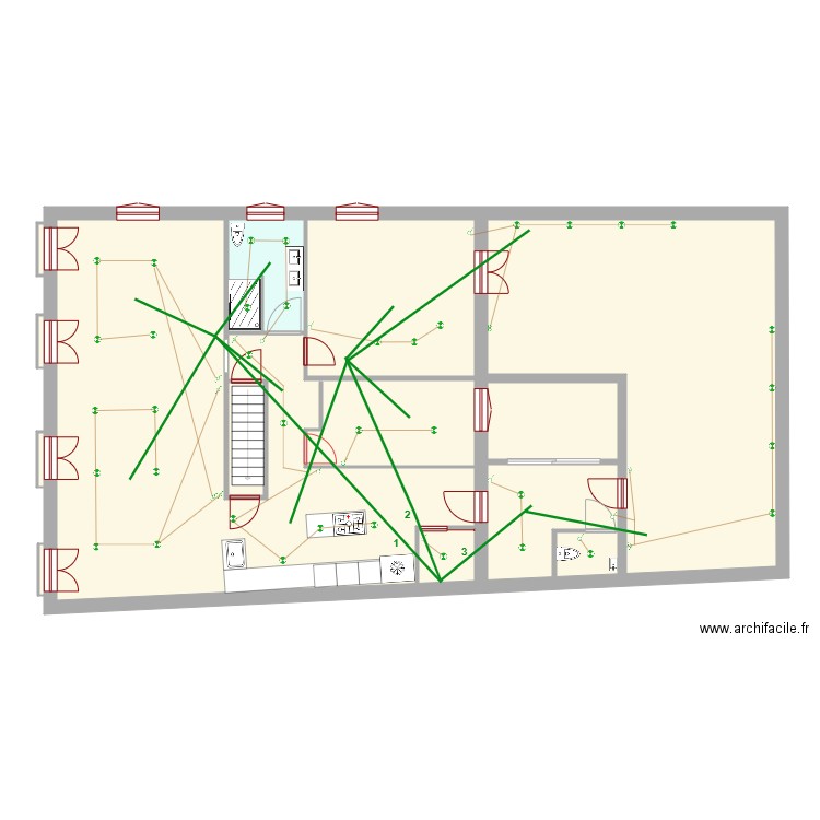 Appart niveau 1 éclairage. Plan de 0 pièce et 0 m2