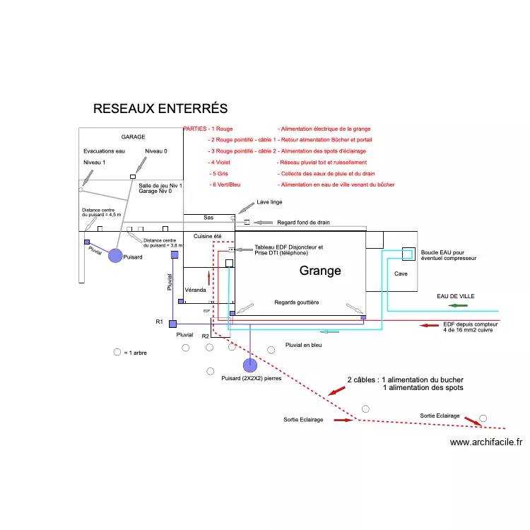 R&eacute;seau &eacute;vacuation. Plan de 