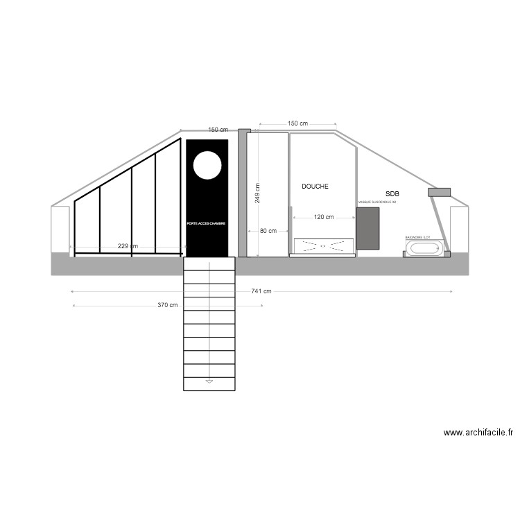 COMBLE VUE SDB . Plan de 0 pièce et 0 m2