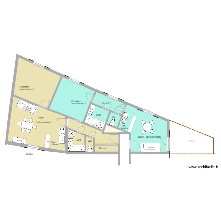 La Giettaz appartements 6 et 7 projet sans meubles chambres. Plan de 0 pièce et 0 m2