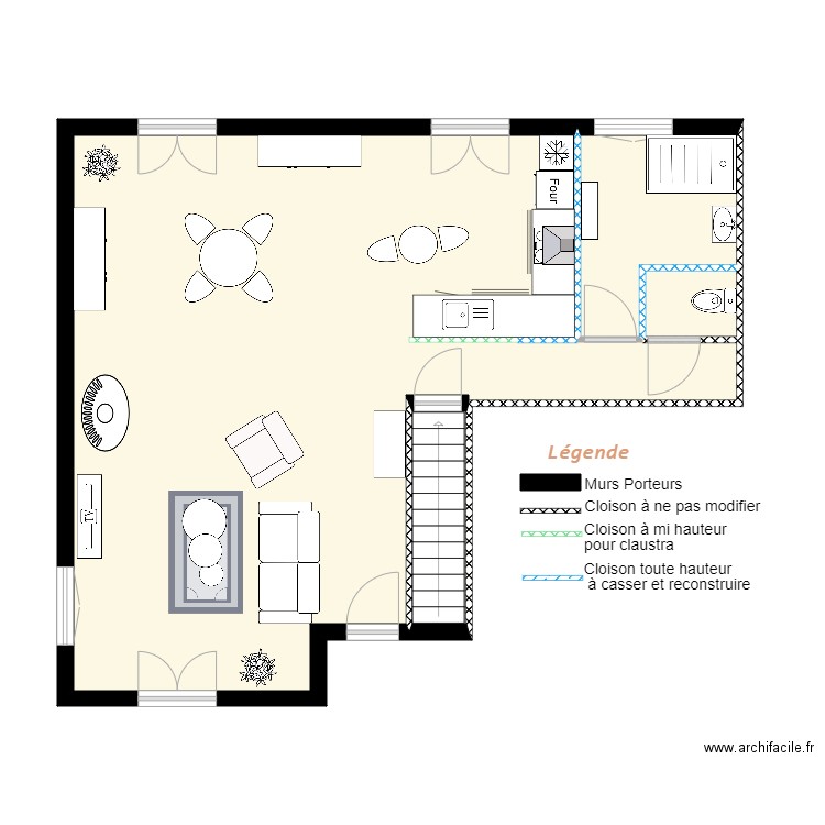 FOURRIER Projet aménagement V3 validé. Plan de 4 pièces et 65 m2