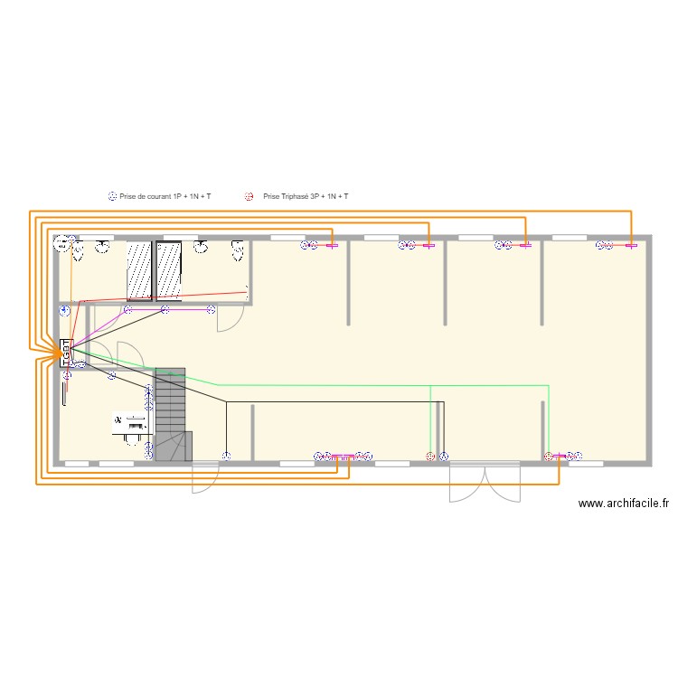 Projet Outil en Main Plan RDC Shéma Prise de courant , Chauffage et chauffe eau. Plan de 0 pièce et 0 m2
