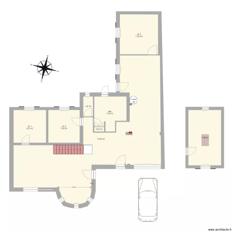 agrandissement pour CH 3 eau. Plan de 