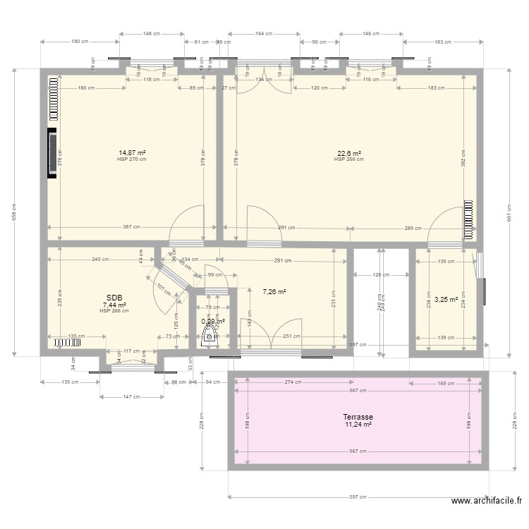 ENG2 1er avant. Plan de 7 pièces et 68 m2