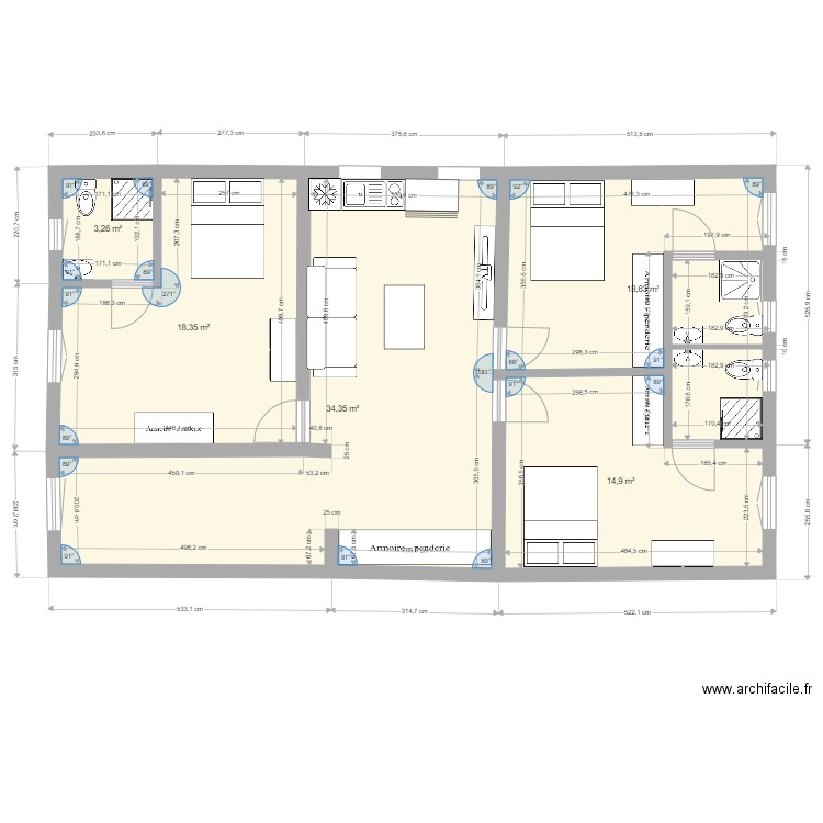 METOUIA5. Plan de 5 pièces et 89 m2