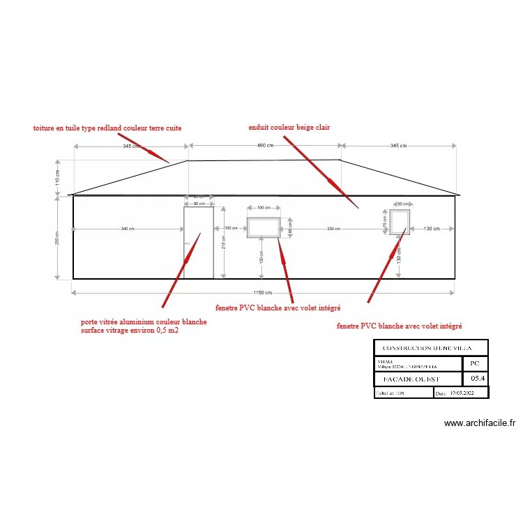 facade ouest corrig&eacute;e1. Plan de 