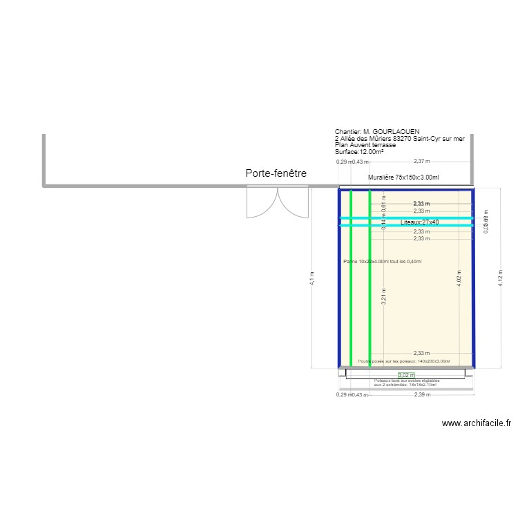 Plan VILLECHAISE. Plan de 7 pièces et 12 m2