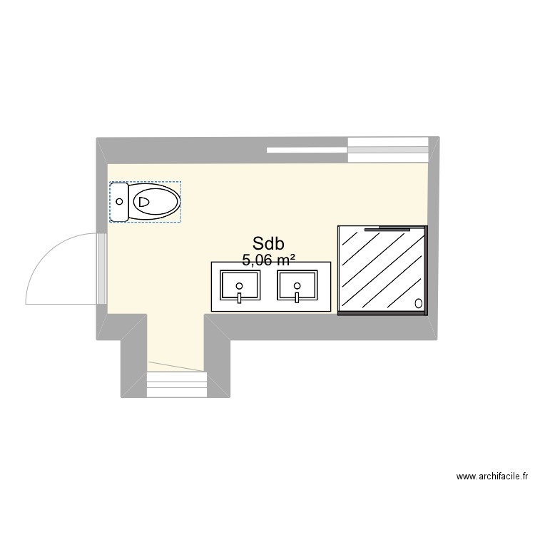 Sdb boissière. Plan de 0 pièce et 0 m2