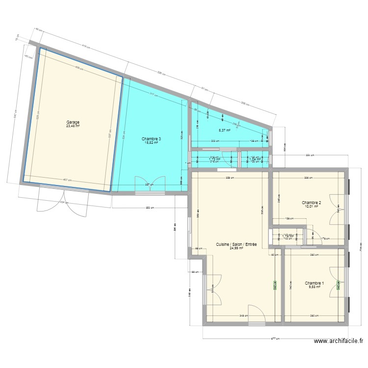 Maison Thomas projet 1. Plan de 9 pièces et 93 m2