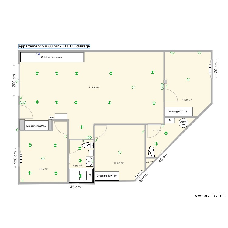 Appartement 5 Elec Eclairage. Plan de 0 pièce et 0 m2