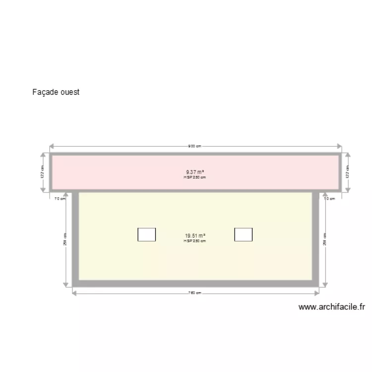façade ouest. Plan de façade ouest. Plan de