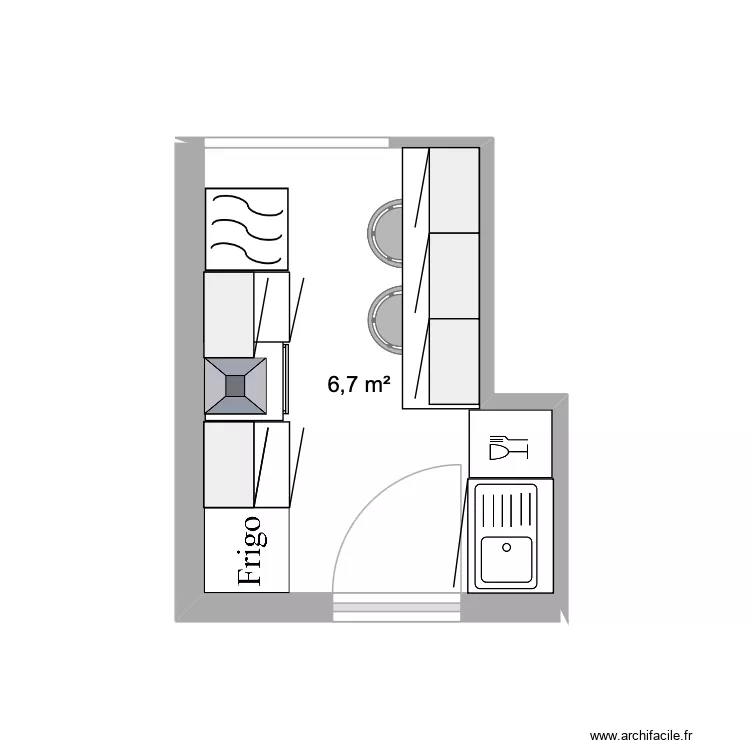 plan cuisine. Plan de 1  et 7 m²