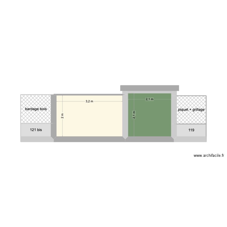 plan clôture avant. Plan de 6 pièces et 17 m2