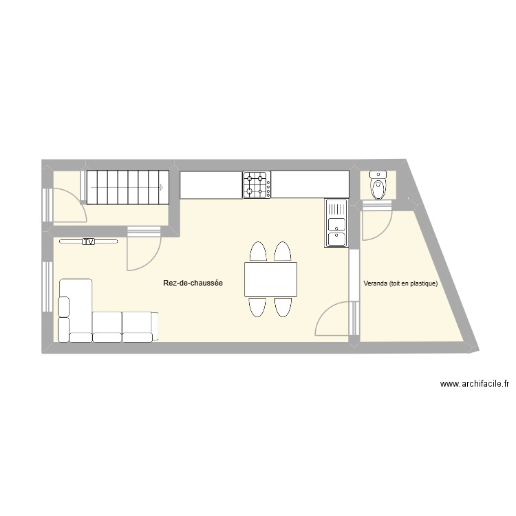 Jette. Plan de 4 pièces et 34 m2