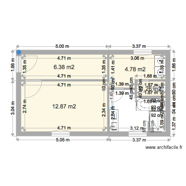 salle de bain indépendant 1er bastide. Plan de 0 pièce et 0 m2