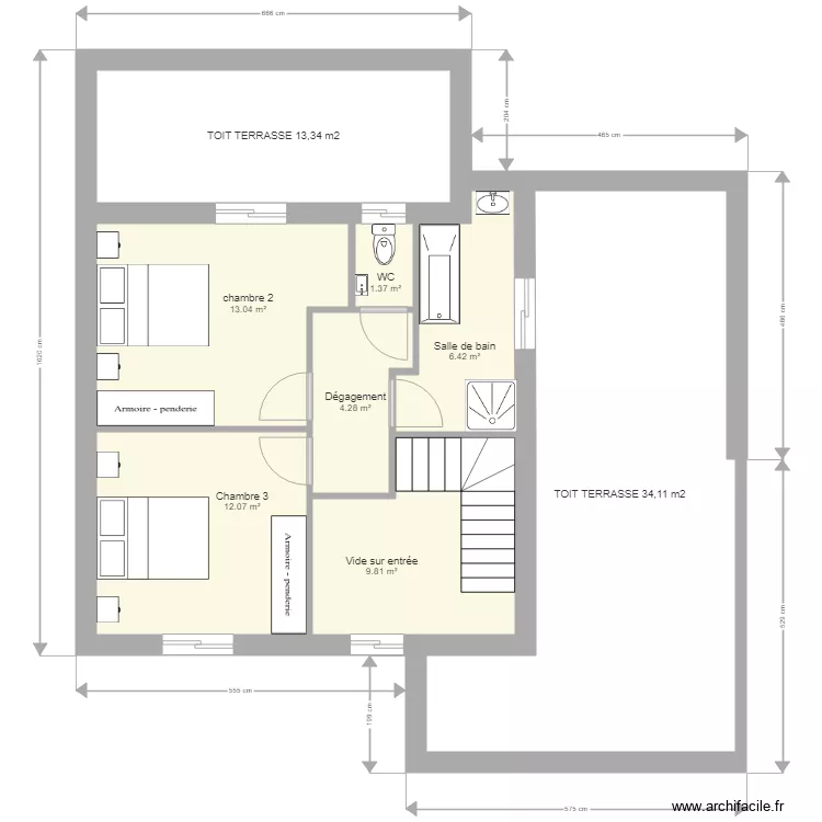 TENTATIVE etage bis. Plan de 