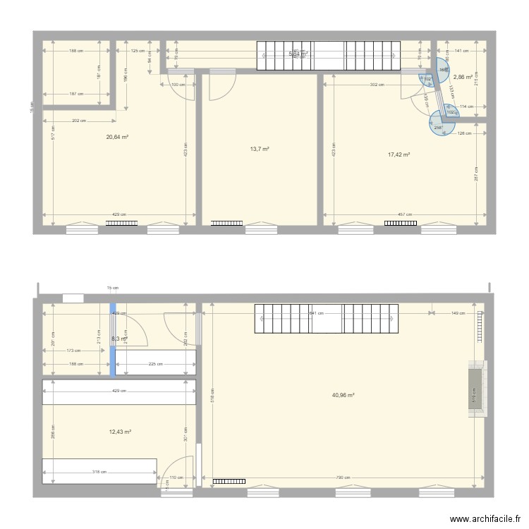 Pilon 02. Plan de 8 pièces et 122 m2