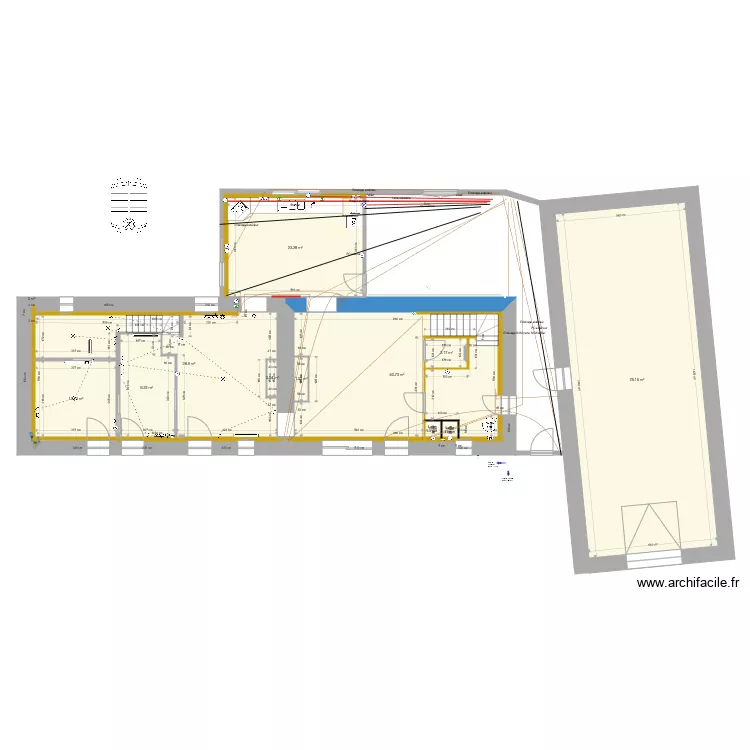 R&eacute;seau &eacute;lec sous dalle. Plan de 