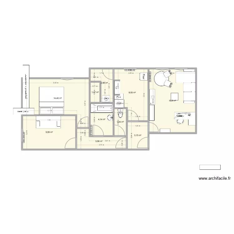 salon mairie. Plan de 14  et 66 m²