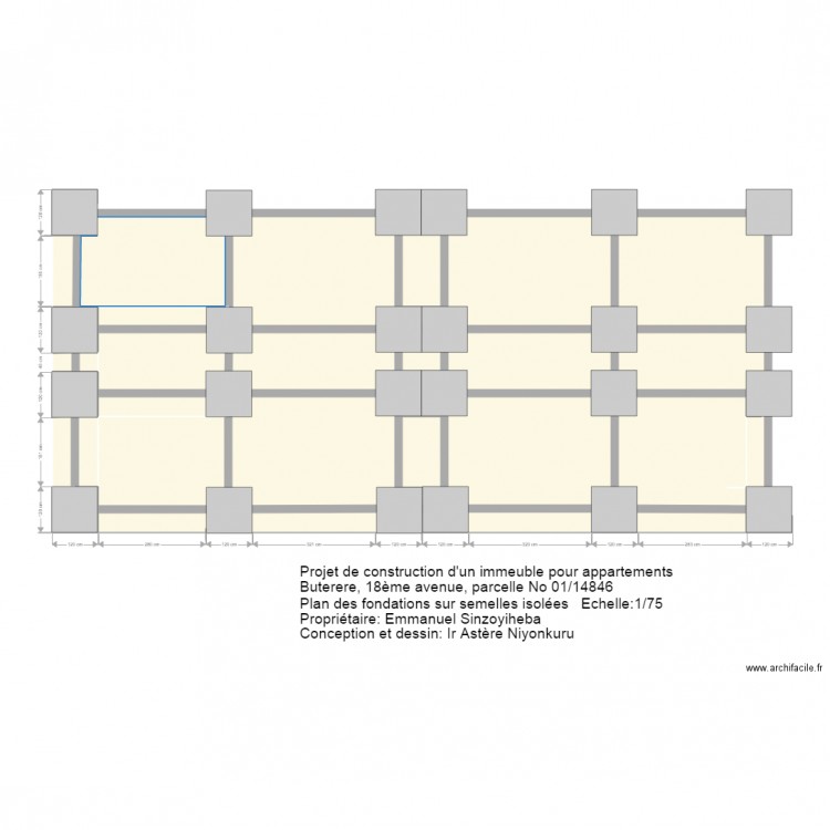 musalac fondations. Plan de 36 pièces et 135 m2