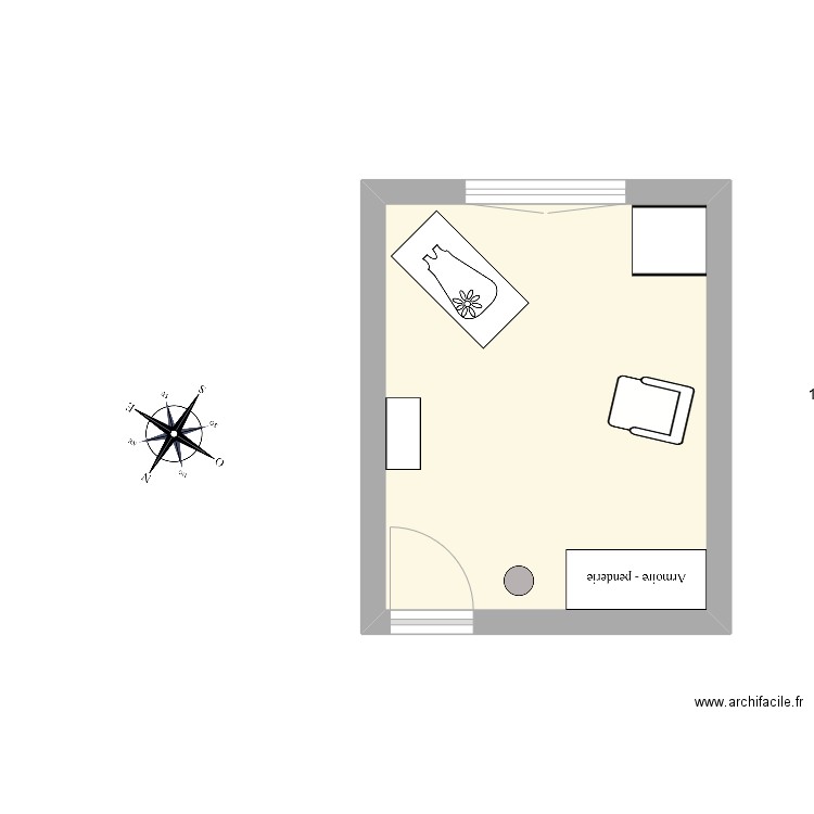 Chambre Agathe. Plan de 1 pièce et 15 m2