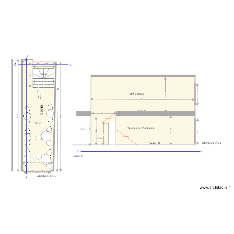 ROJ Etage 1 et Profil. Plan de 0 pièce et 0 m2