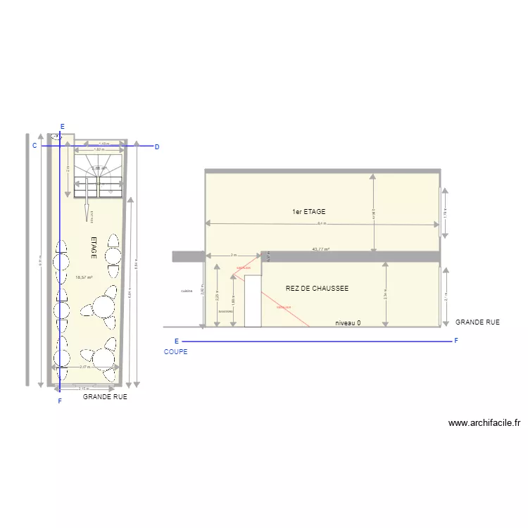ROJ Etage 1 et Profil. Plan de 