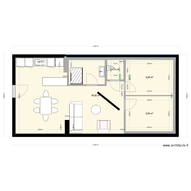 gite 2.0. Plan de 4 pièces et 83 m2