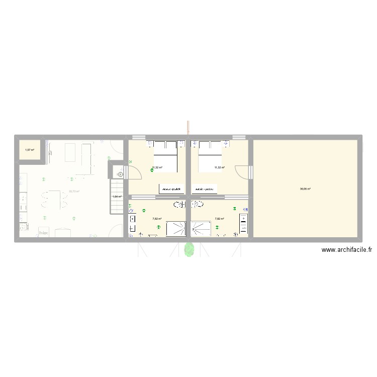 Projet construction double pavillon. Plan de 13 pièces et 189 m2