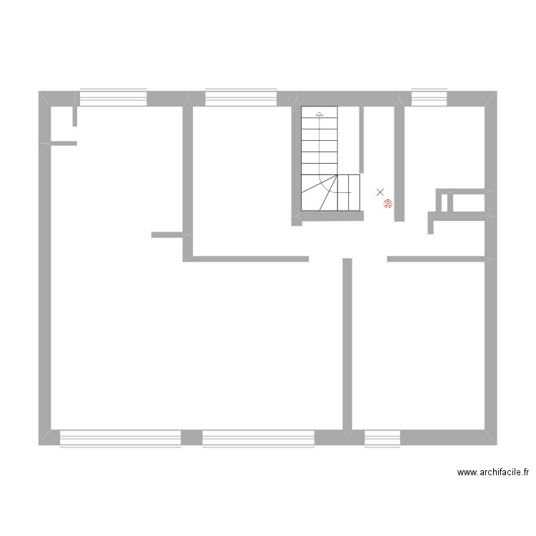 Théodore 3ème étage électricité commun implantation. Plan de 1 pièce et 66 m2