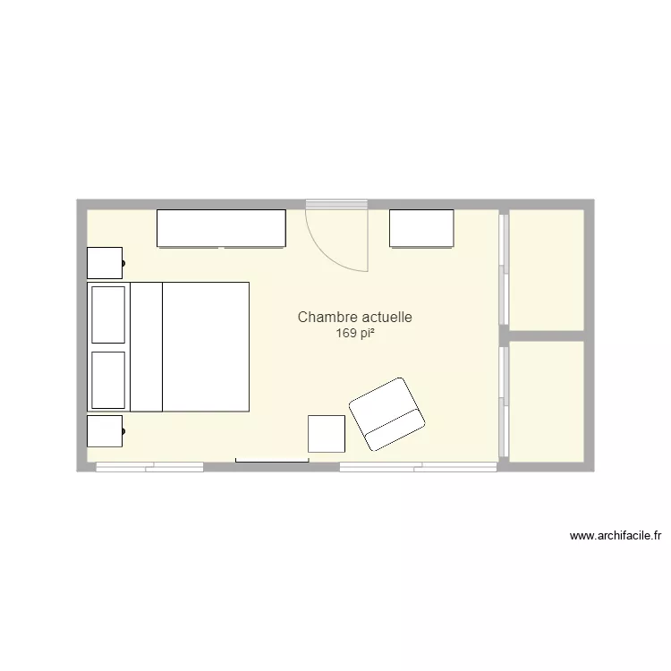 Chambre actuelle. Plan de 