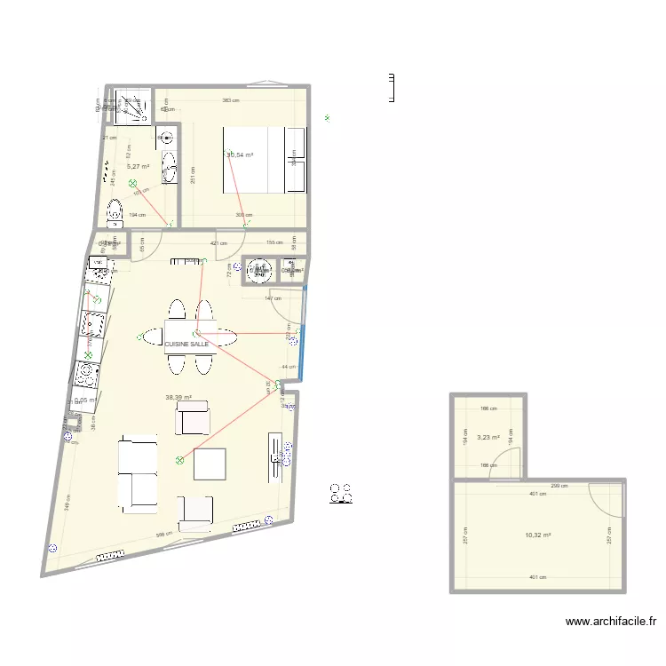 STUDIO BONSECOURS sdb. Plan de 