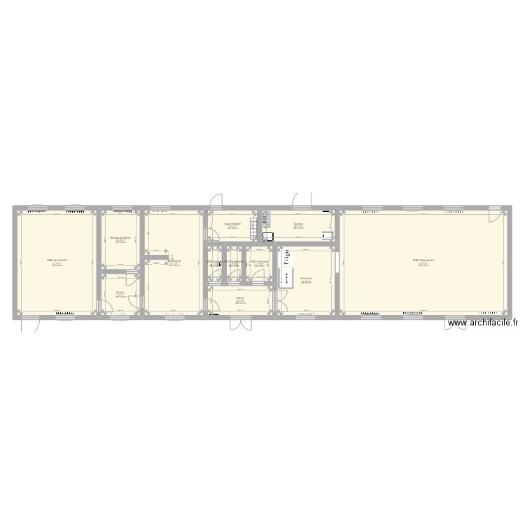 Rdc Mairie . Plan de 12 pièces et 213 m2