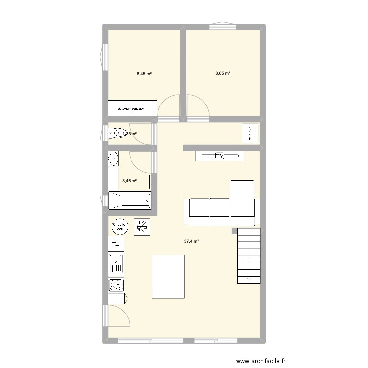 maison Mallemort modifications 2. Plan de 5 pièces et 59 m2