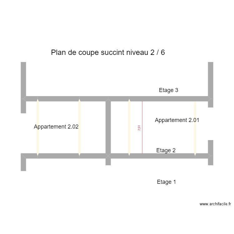 Projet Trianon Coupe. Plan de 3 pièces et 8 m2