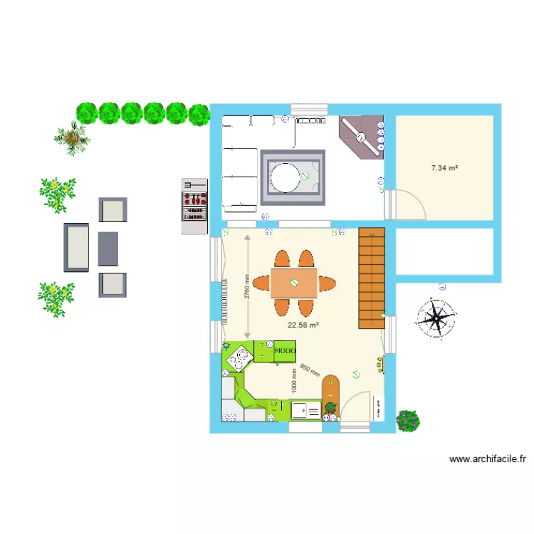 Gite cot&eacute; cuisine salon 3 &eacute;lec. Plan de 