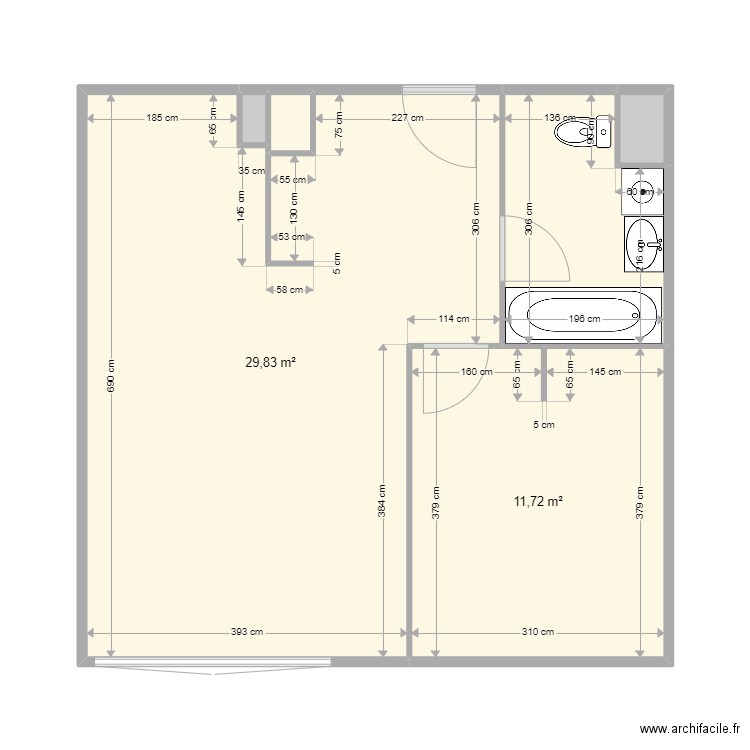 sandra. Plan de 6 pièces et 48 m2