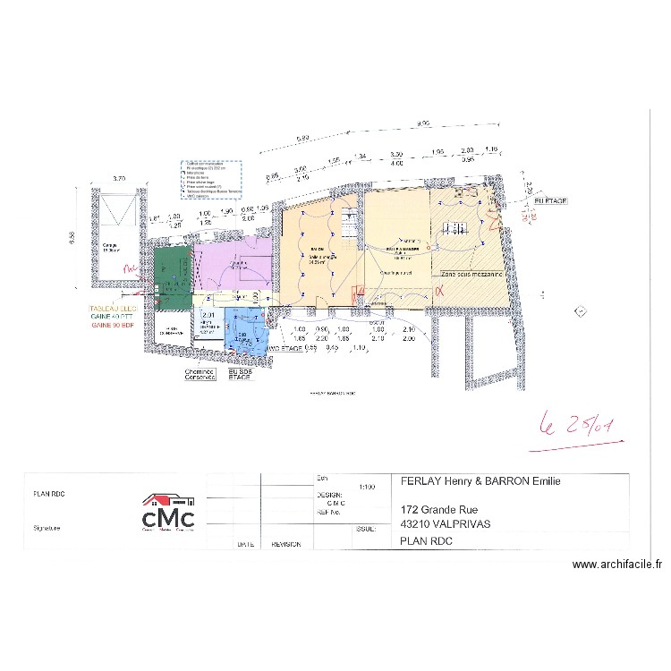 FERLAY-BARRON-RDC. Plan de 0 pièce et 0 m2