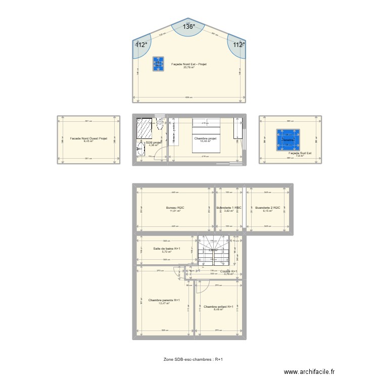 Carré - La Crau v2. Plan de 15 pièces et 116 m2