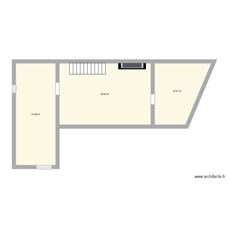 1Etage Pomels. Plan de 3 pièces et 65 m2