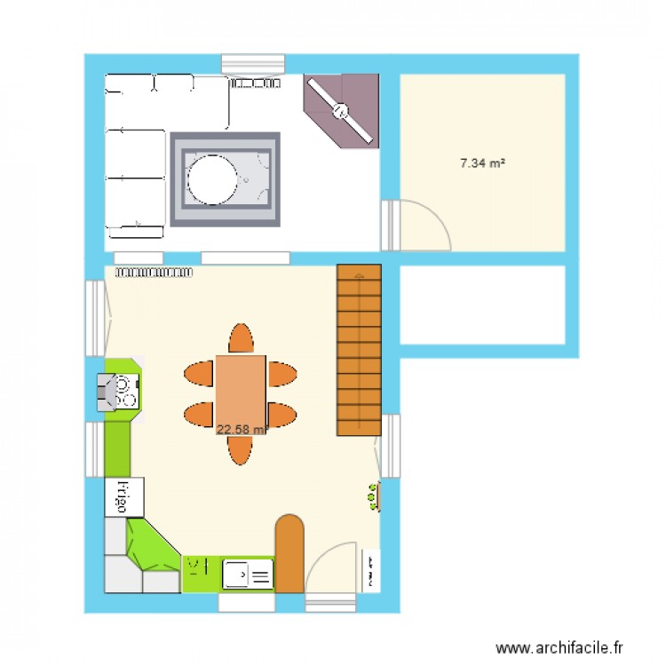 Gite coté cuisine salon. Plan de 0 pièce et 0 m2