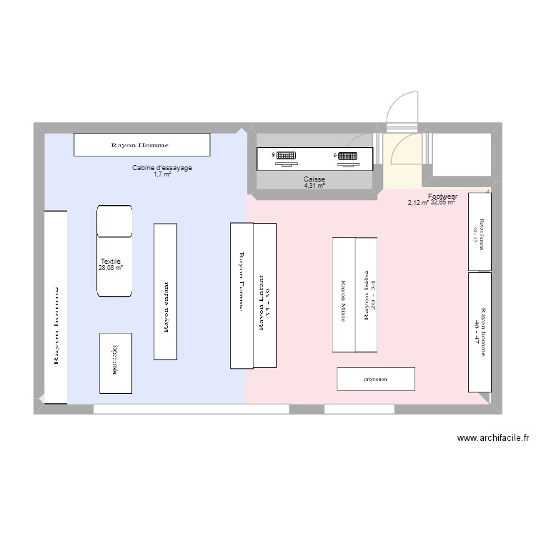 Plan boutique JD Sport Parinor. Plan de 0 pièce et 0 m2