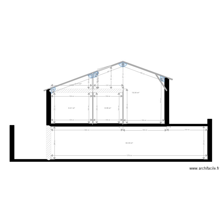 profil avec cotes exactes. Plan de 0 pièce et 0 m2