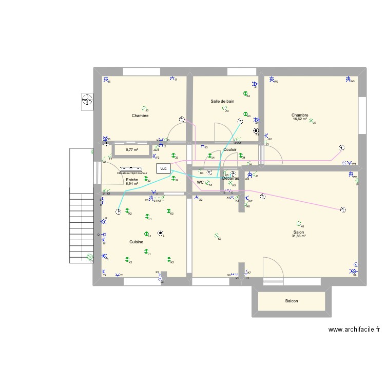 Appart étage Huy. Plan de 11 pièces et 97 m2