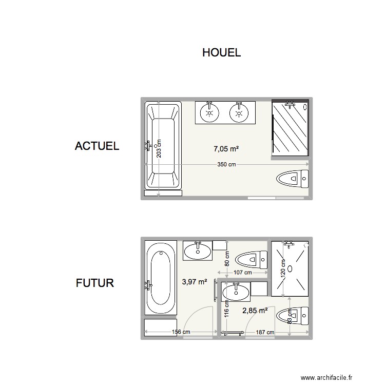 14 BIZET - Salle de bain 2e niveau. Plan de 0 pièce et 0 m2