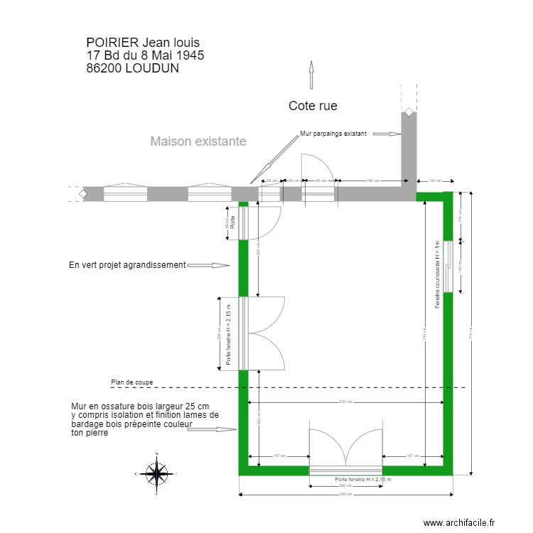 PROJET AGRANDISSEMENT VUE DE DESSUS. Plan de 0 pièce et 0 m2