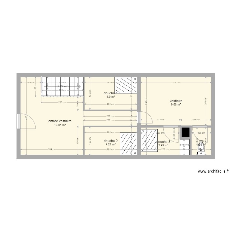 vestiaire cote. Plan de 0 pièce et 0 m2