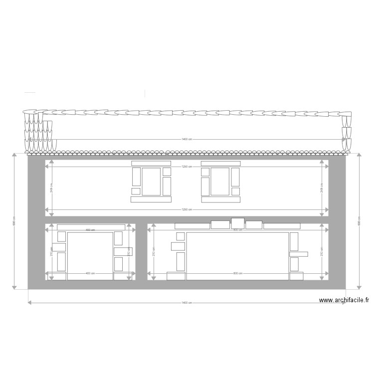 BERGERIE FACADE SUD 3. Plan de 3 pièces et 61 m2