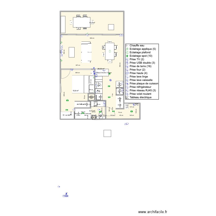 Santa Clara 2 face mer 43m2 V3. Plan de 0 pièce et 0 m2